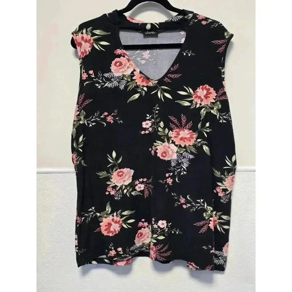 Women's Justify Floral Top XL Black & Pink